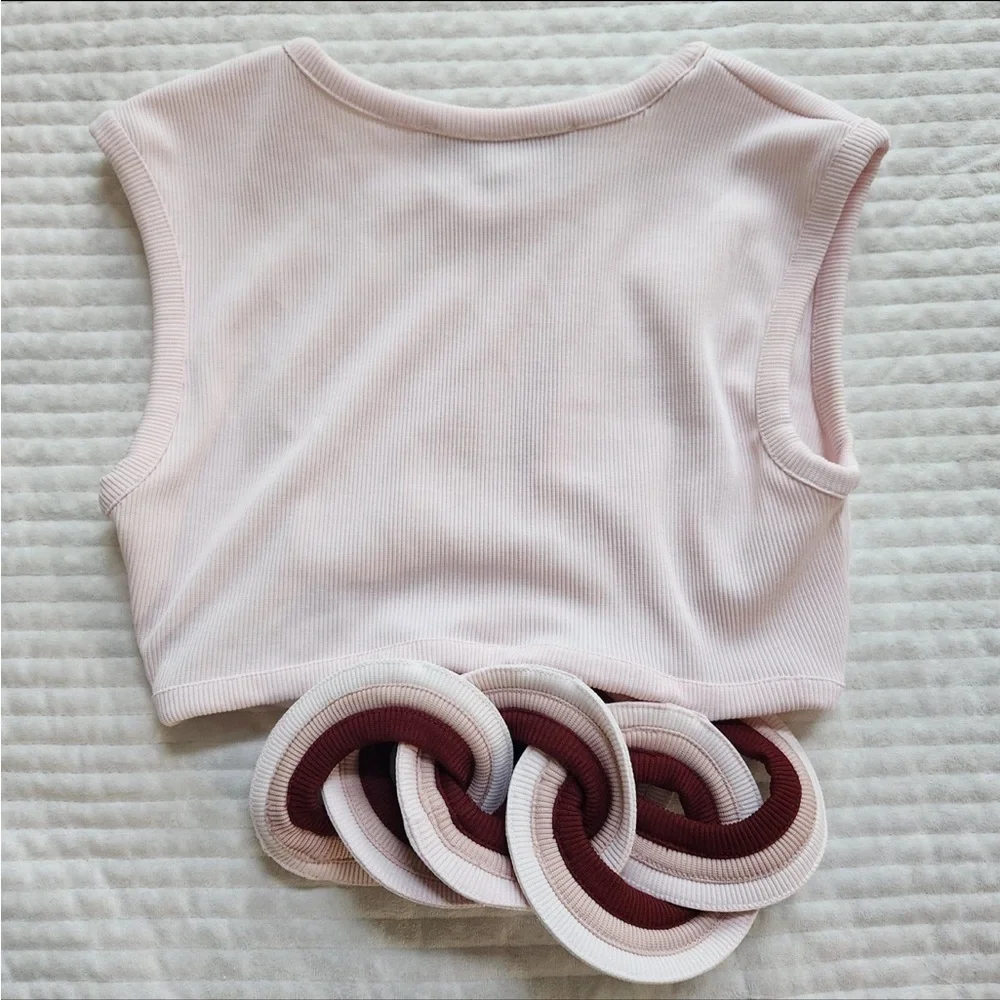 Christopher Esber Chain-linked Rib Knit Crop Top In Blush - Picture 5 of 9